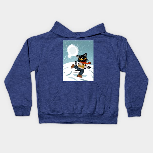 Snowball fight Kids Hoodie by BATKEI